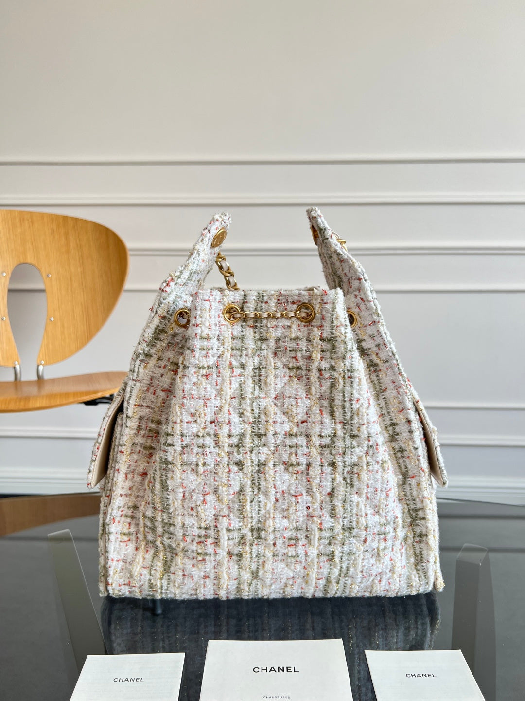 CHANEL 25S HOBO BAG 40 IN MULTICOLOR TWEED WITH GOLD HARDWARE