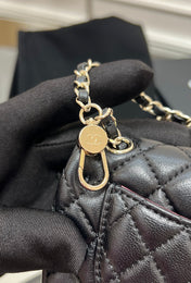 CHANEL 25S FLAP CHARM BAG 13 IN BLACK LAMBSKIN