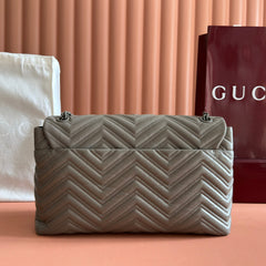 GUCCI 26S GG MARMONT BAG 37 IN BROWNISH GRAY CALFSKIN