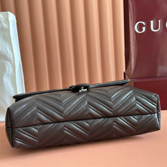 GUCCI 26S GG MARMONT BAG 37 IN DARK BROWN CALFSKIN