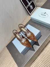 PRADA 26S POINTED TOE SLINGBACK HIGH HEELS 55MM IN BROWN SUEDE