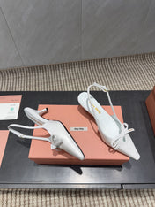 MIUMIU 26S SLINGBACK 55MM IN WHITE CALFSKIN WITH BOW