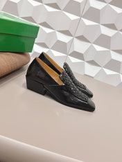 BOTTEGA VENETA 26S VENTURA LOAFERS 40 MM IN BLACK INTRECCIATO CALFSKIN