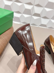 BOTTEGA VENETA 26S VENTURA LOAFERS 40 MM IN BROWN INTRECCIATO CALFSKIN