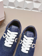LOEWE 26S FLOW RUNNER SNEAKER IN NAVY BLUE SUEDE AND TEDDY FABRIC AND CALFSKIN