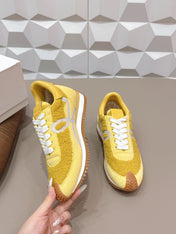LOEWE 26S FLOW RUNNER SNEAKER IN YELLOW SUEDE AND TEDDY FABRIC AND CALFSKIN