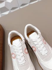 LOEWE 26S FLOW RUNNER SNEAKER IN LIGHT GRAY SUEDE AND WHITE CALFSKIN