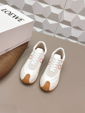 LOEWE 26S FLOW RUNNER SNEAKER IN LIGHT GRAY SUEDE AND WHITE CALFSKIN