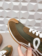 LOEWE 26S FLOW RUNNER SNEAKER IN DARK BROWN SUEDE AND CALFSKIN