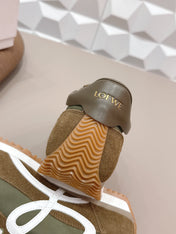 LOEWE 26S FLOW RUNNER SNEAKER IN DARK BROWN SUEDE AND CALFSKIN