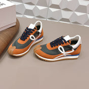 LOEWE 26S FLOW RUNNER SNEAKER IN RUST BROWN SUEDE AND WHITE CALFSKIN