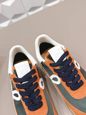 LOEWE 26S FLOW RUNNER SNEAKER IN RUST BROWN SUEDE AND WHITE CALFSKIN