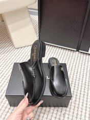 CHANEL 26S LOAFER MULES IN BLACK CALFSKIN