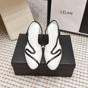 CHANEL 26S HIGH-HEEL SLINGBACKS IN WHITE CALFSKIN WITH BLACK TRIM
