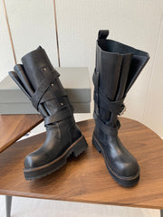 BALEN HIGH BUCKLE BOOTS IN BLACK CALFSKIN
