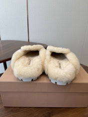MIUMIU 25S MULES SLIPPERS SHEEPWOOL IN BROWN SUEDE