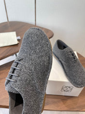 LOEWE 26S FOLIO DERBY SHOES IN DARK GRAY SUEDE