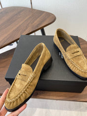 YSL 26S LOAFER IN LIGHT BROWN SUEDE