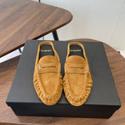 YSL 26S LOAFER MULES IN CAMEL BROWN SUEDE