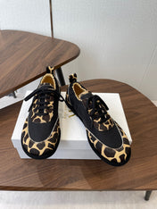 THE ROW 26S SNEAKERS IN LEOPARD PONY HAIR AND BLACK FABRIC