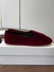 THE ROW 26S BALLET FLATS IN BURGUNDY RED VELVET