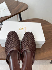 THE ROW 26S MULE SANDALS IN DARK BROWN CALFSKIN