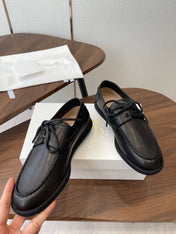 THE ROW 26S LOAFERS IN BLACK CALFSKIN