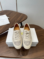THE ROW 26S LACE UP SNEAKERS IN IVORY BEIGE SUEDE