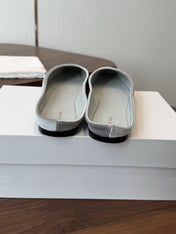 THE ROW 26S POINTED TOE MULES IN LIGHT GREY VELVET
