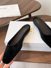 THE ROW 26S POINTED TOE MULES IN BLACK VELVET