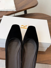 THE ROW 26S POINTED TOE MULES IN BLACK VELVET