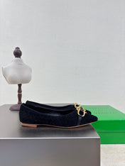 BALLET FLAT IN BLACK INTRECCIATO SUEDE