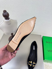 BALLET FLAT IN BLACK INTRECCIATO SUEDE