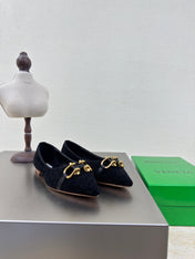 BALLET FLAT IN BLACK INTRECCIATO SUEDE