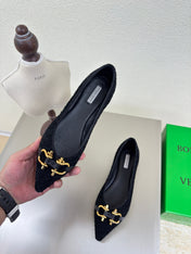 BALLET FLAT IN BLACK INTRECCIATO SUEDE