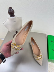 BALLET FLAT IN SAND BROWN INTRECCIATO SUEDE