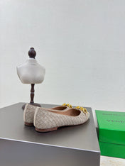 BALLET FLAT IN SAND BROWN INTRECCIATO SUEDE