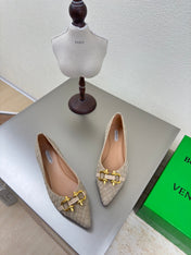 BALLET FLAT IN SAND BROWN INTRECCIATO SUEDE