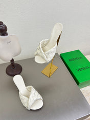 BLINK HIGH 5 CM MULE IN WHITE INTRECCIATO LEATHER