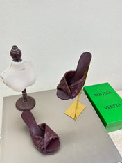 BLINK HIGH 5 CM MULE IN MAHOGANY RED INTRECCIATO LEATHER