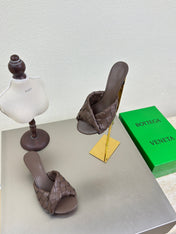 BLINK HIGH 5 CM MULE IN CAROB BROWN INTRECCIATO LEATHER