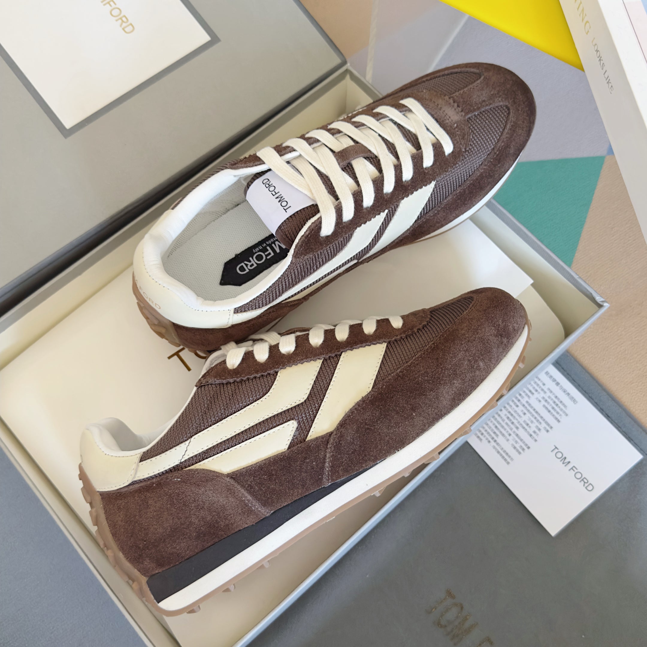 TOM FORD 26S SNEAKERS IN EARTH BROWN SUEDE