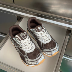 BOTTEGA VENETA 26S SNEAKERS IN DARK BROWN AND SILVER TPU MATERIAL