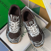 BOTTEGA VENETA 26S SNEAKERS IN DARK BROWN AND SILVER TPU MATERIAL