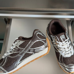 BOTTEGA VENETA 26S SNEAKERS IN DARK BROWN AND SILVER TPU MATERIAL