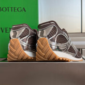 BOTTEGA VENETA 26S SNEAKERS IN DARK BROWN AND SILVER TPU MATERIAL