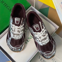 BOTTEGA VENETA 26S SNEAKERS IN DARK RED AND SILVER TPU MATERIAL