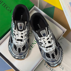 BOTTEGA VENETA 26S SNEAKERS IN DARK BLUE GREY AND SILVER TPU MATERIAL