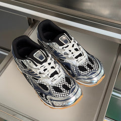 BOTTEGA VENETA 26S SNEAKERS IN DARK BLUE GREY AND SILVER TPU MATERIAL