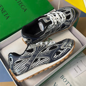 BOTTEGA VENETA 26S SNEAKERS IN DARK BLUE GREY AND SILVER TPU MATERIAL